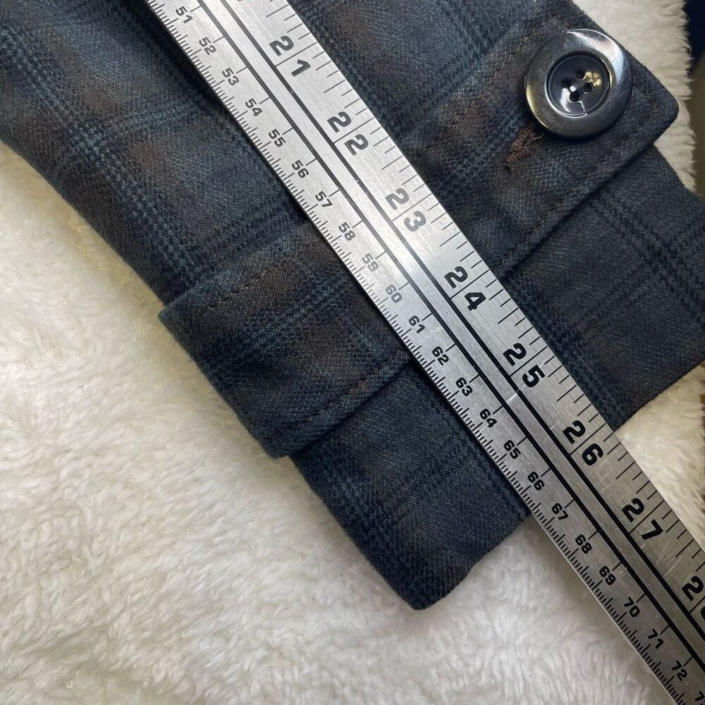 Large Forever 21 Peacoat Navy Tartan Plaid Pea Coat Double Breasted - Picture 8 of 10